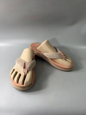 Tory Burch 70s Style Platform Flip Flops Sandals Pink Blush Suede, Size 8